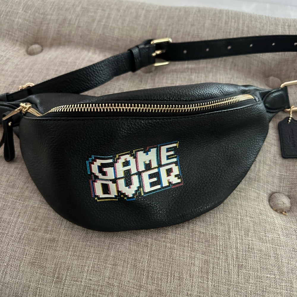 Coach Black Pebbled Leather Fanny Pack